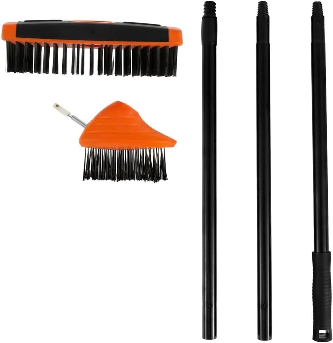 Onkruidverwijderaar Tuinborstel - Grasverwijderaar Losse Aarde - Tuinonderhoud Vereenvoudigen - Verstelbare Handgreep 2 Kopper - 133 cm Lengte - Oranje