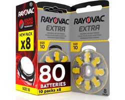 Rayovac Voordeelpak gehoorapparaat batterijen Type 10 (geel) - 80 stuks