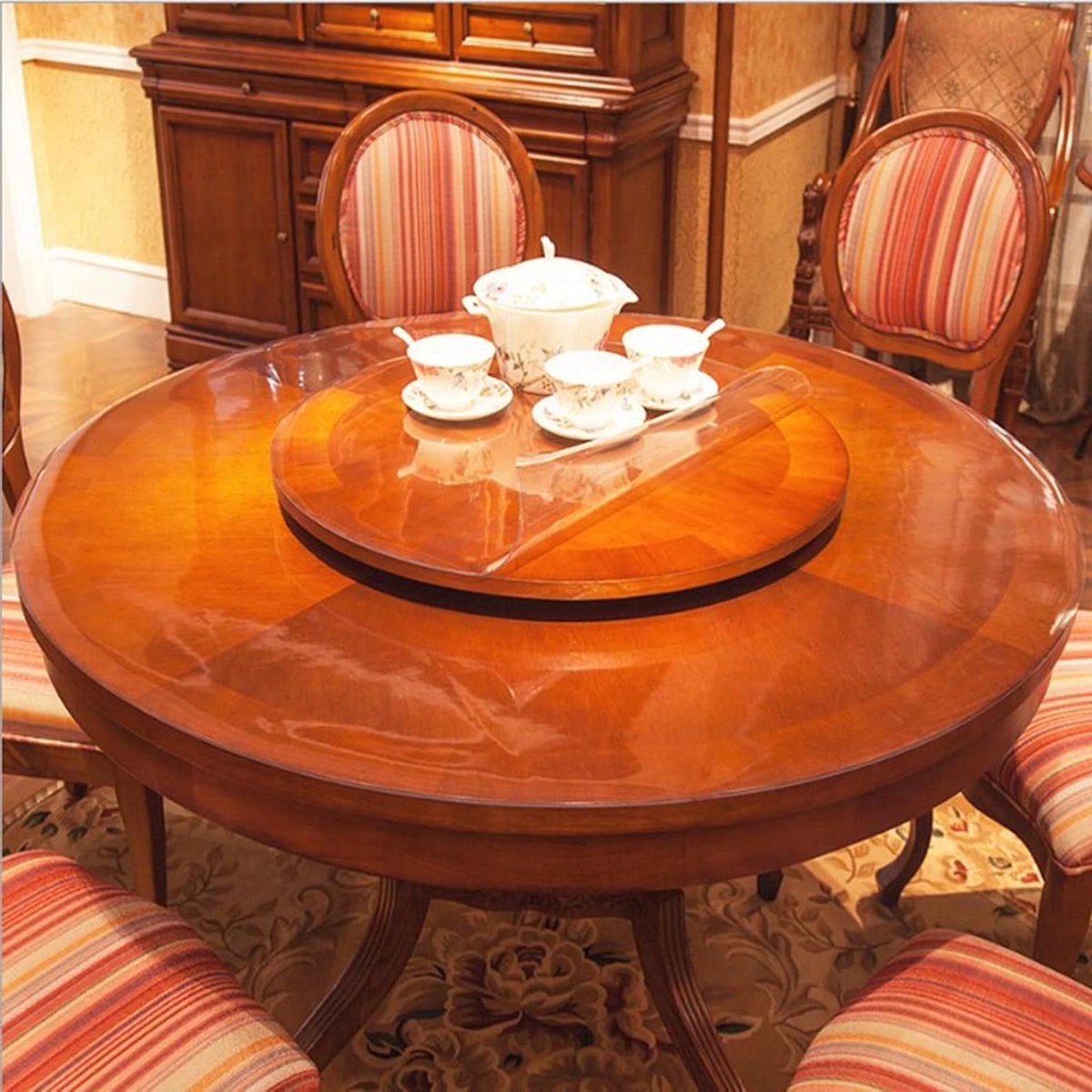 Tafelzeil Rond - Beschermhoes Plastic - Tafel Beschermen - Waterdicht Oliewerend - Diameter 80cm - Transparant