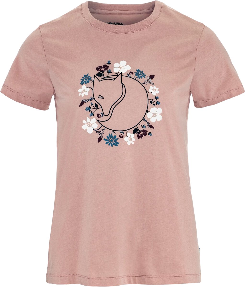 Fjällräven Fjällblomster Fox T-Shirt Dames Korte mouw Chalk Rose Roze