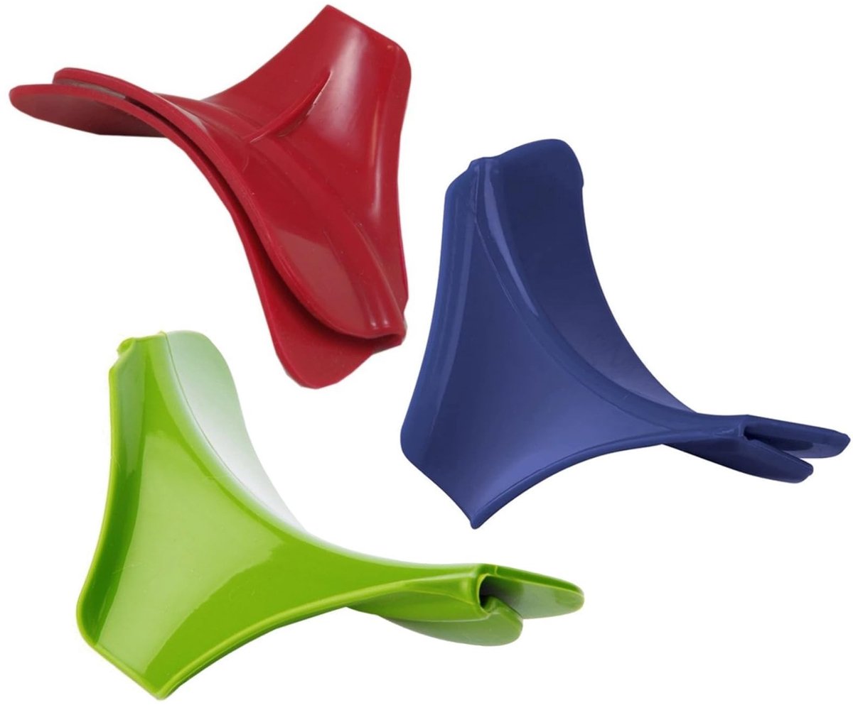 SOUQONE- Silicone Gietmond - 3 Stuks - Keukenhulp - Geschikt voor Pannen/Borden - Voedselveilige Siliconen - Flexibel Ontwerp - Antilekbescherming - Gietrand