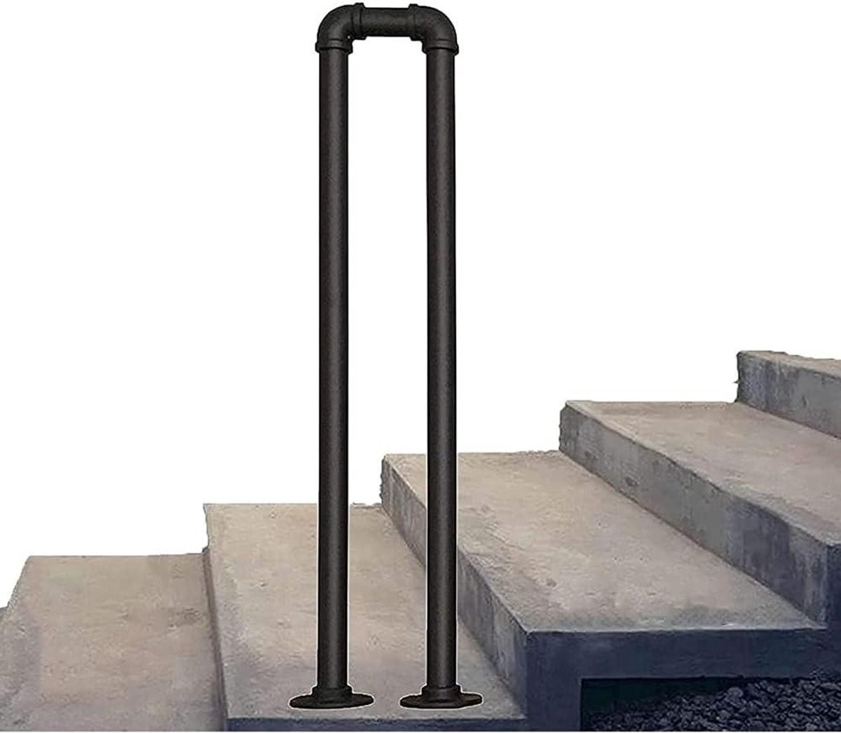 Trapleuning Smeedijzer - Buiten trapsteun - Veilig traplopen - Roestwerende coating - 95 cm hoog - Matzwart