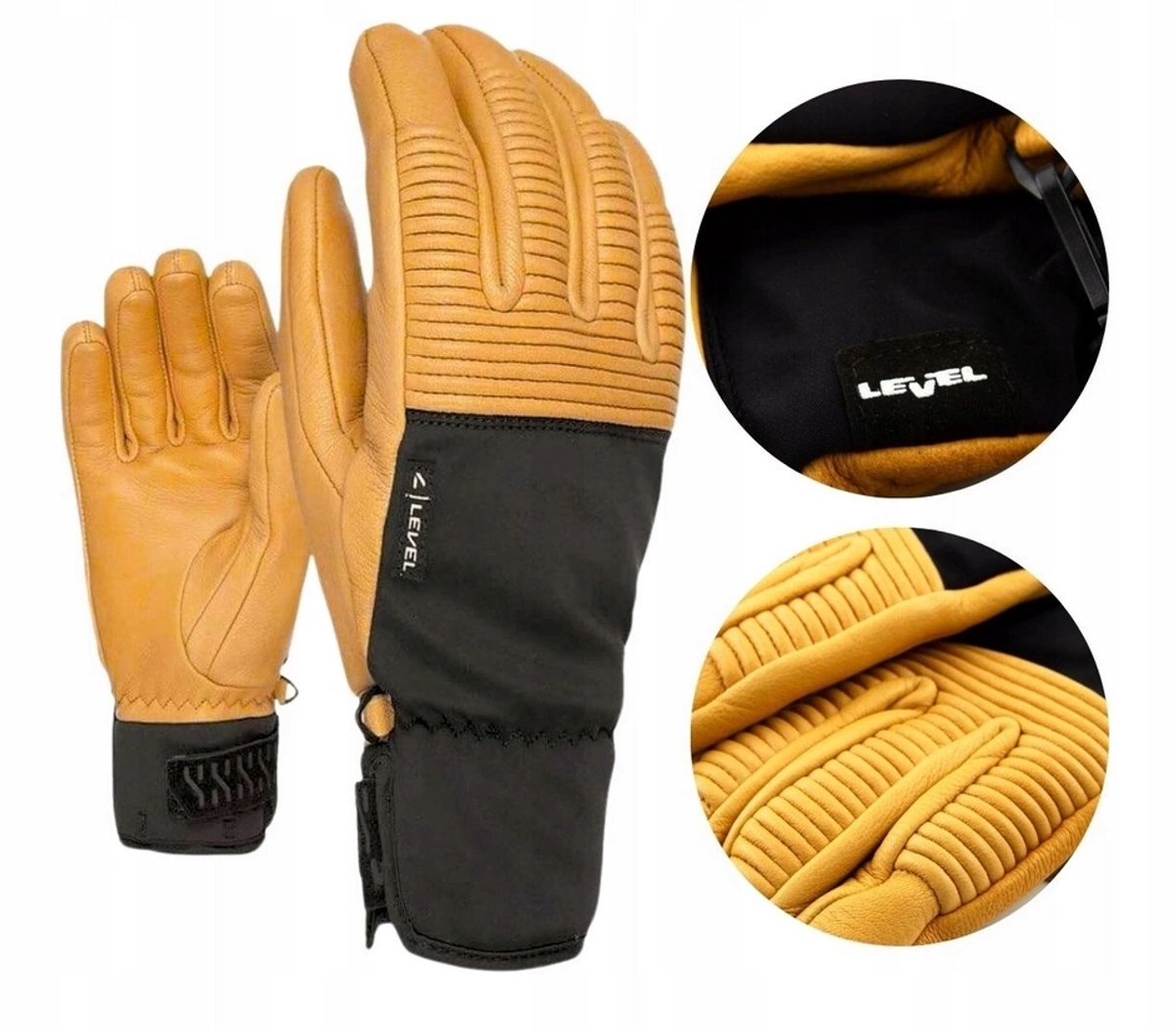 Level Wrangler Primaloft Leren Heren Skihandschoenen Geel