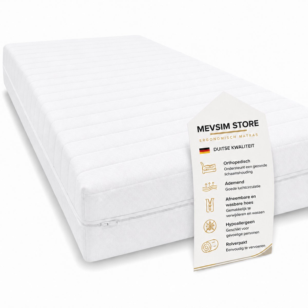 Lina® Matras 120x200 cm –Koudschuim Matras - 12 cm Dik – Ortopedisch – Ademend – Wit