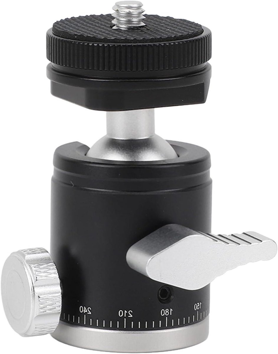 Mini Balhoofd - Draaibare Statiefkop - Camera Stabiliseren - 360 Graden Rotatie - 3kg Draagkracht - Zwart