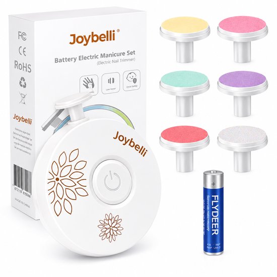 Joybelli elektrische nagelvijl, 6 opzetstukjes en batterij. "Battery Electric Manicure Set".