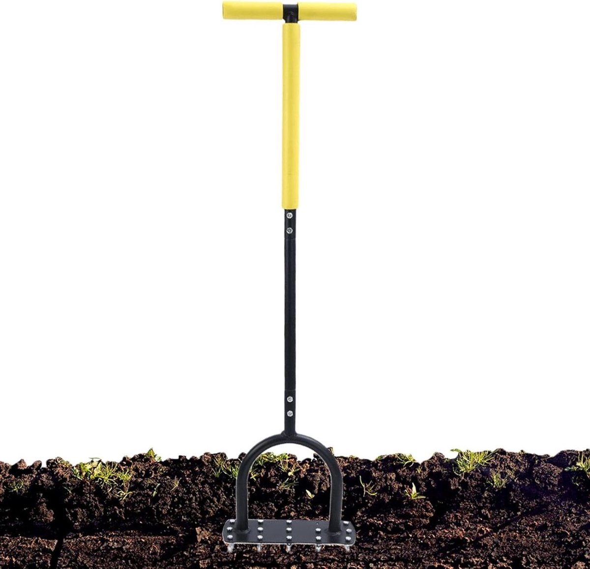 Gazonbeluchter - Verticuteermachine handmatig - Gazononderhoud verbeteren - Versterkte wortelgroei - 45 x 45 x 45 cm - Zwart