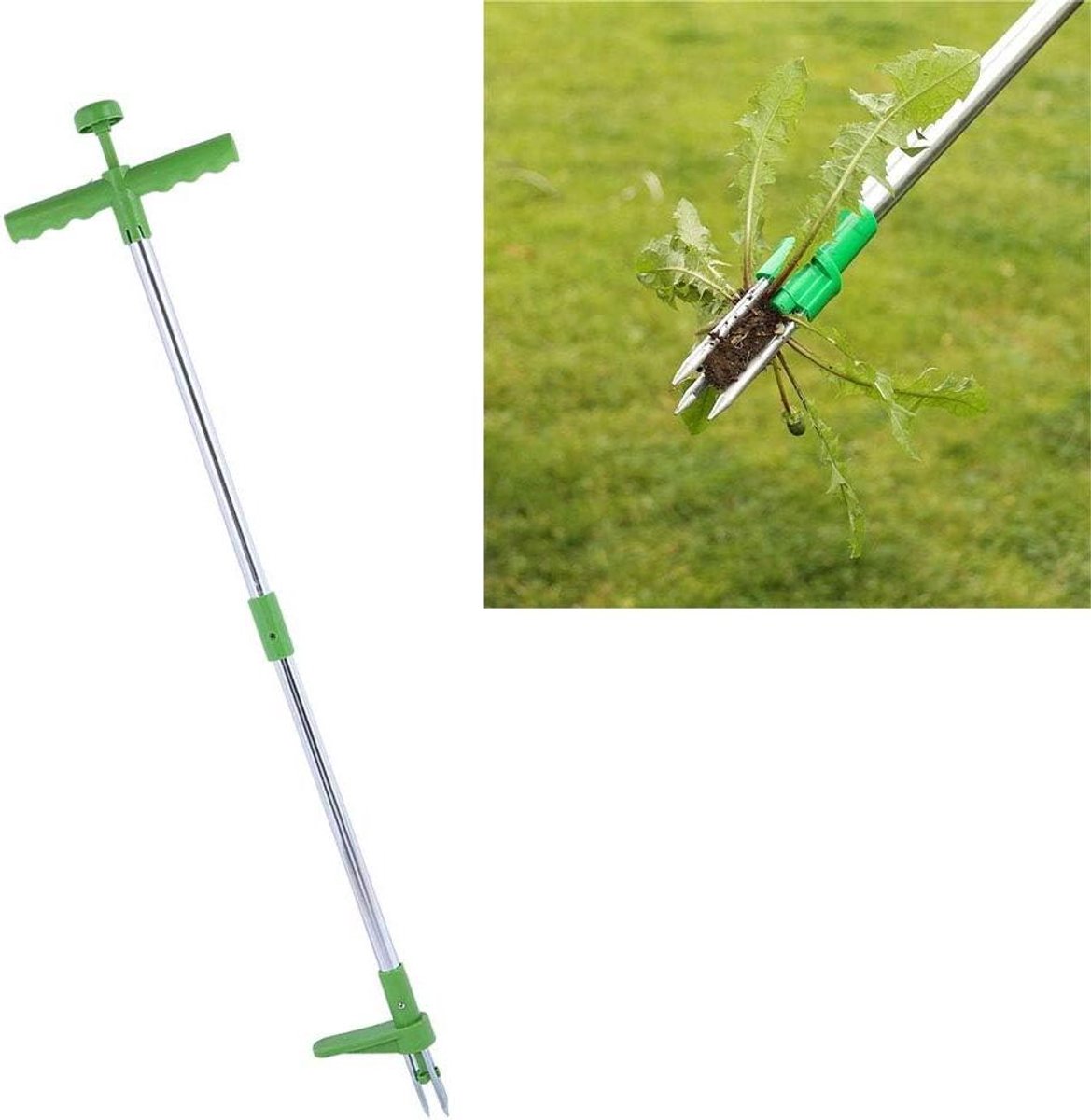 Onkruidtrekker Tool - Lange Handgreep - Tuin Onderhouden - Arbeidsbesparend Ontwerp - 1 Meter - Zilver