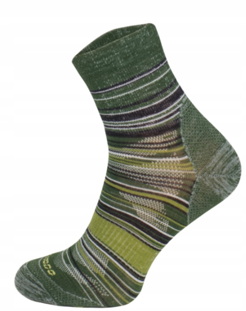 Comodo TR21 Merino Wandelsokken Quarter Stripe Groen