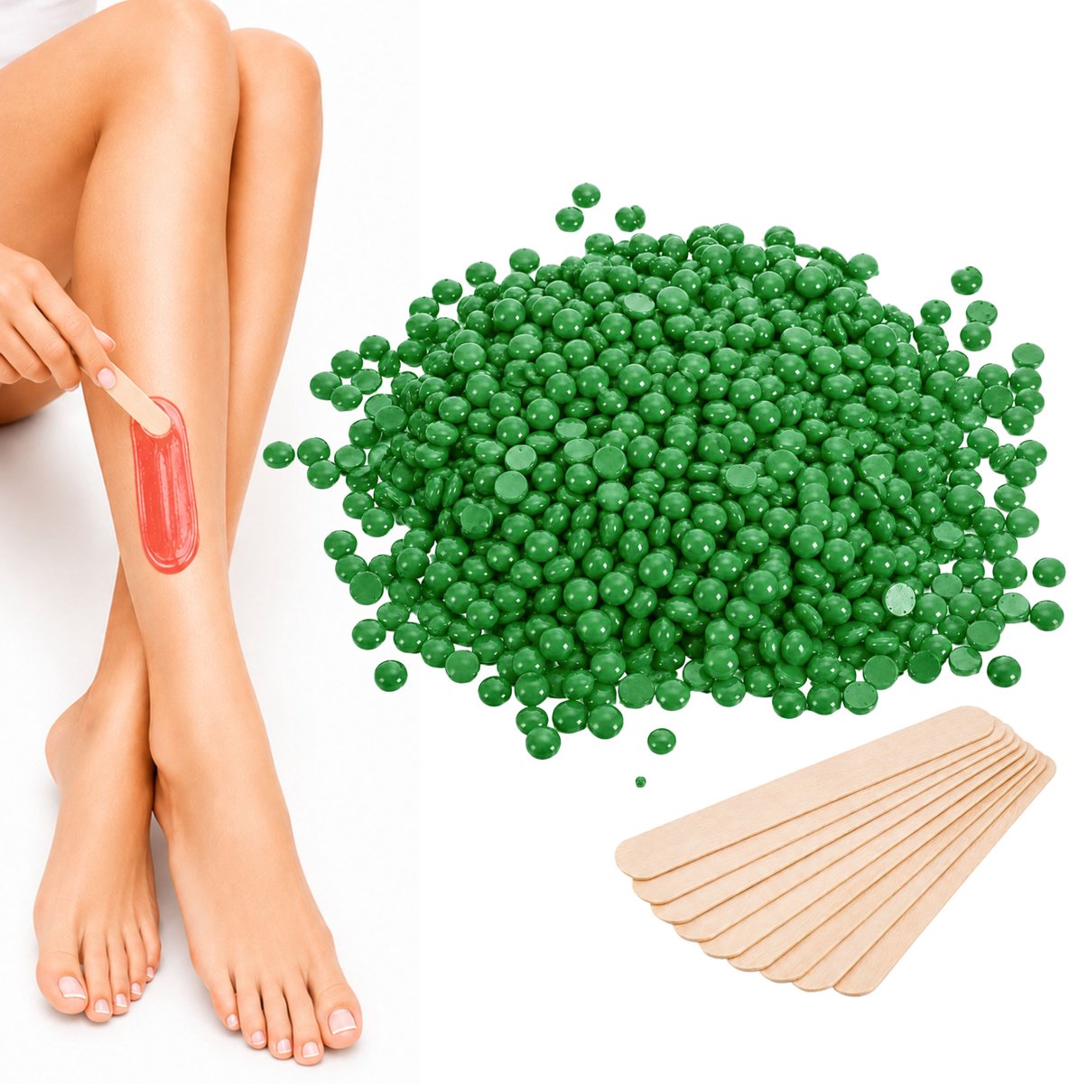 Guardian Beauty Wax Bonen - Ontharing - Hypoallergeen - 1000g - Aloe Vera - Met 35 stuks Spatels - Harde Wasbonen - Ontharingswax