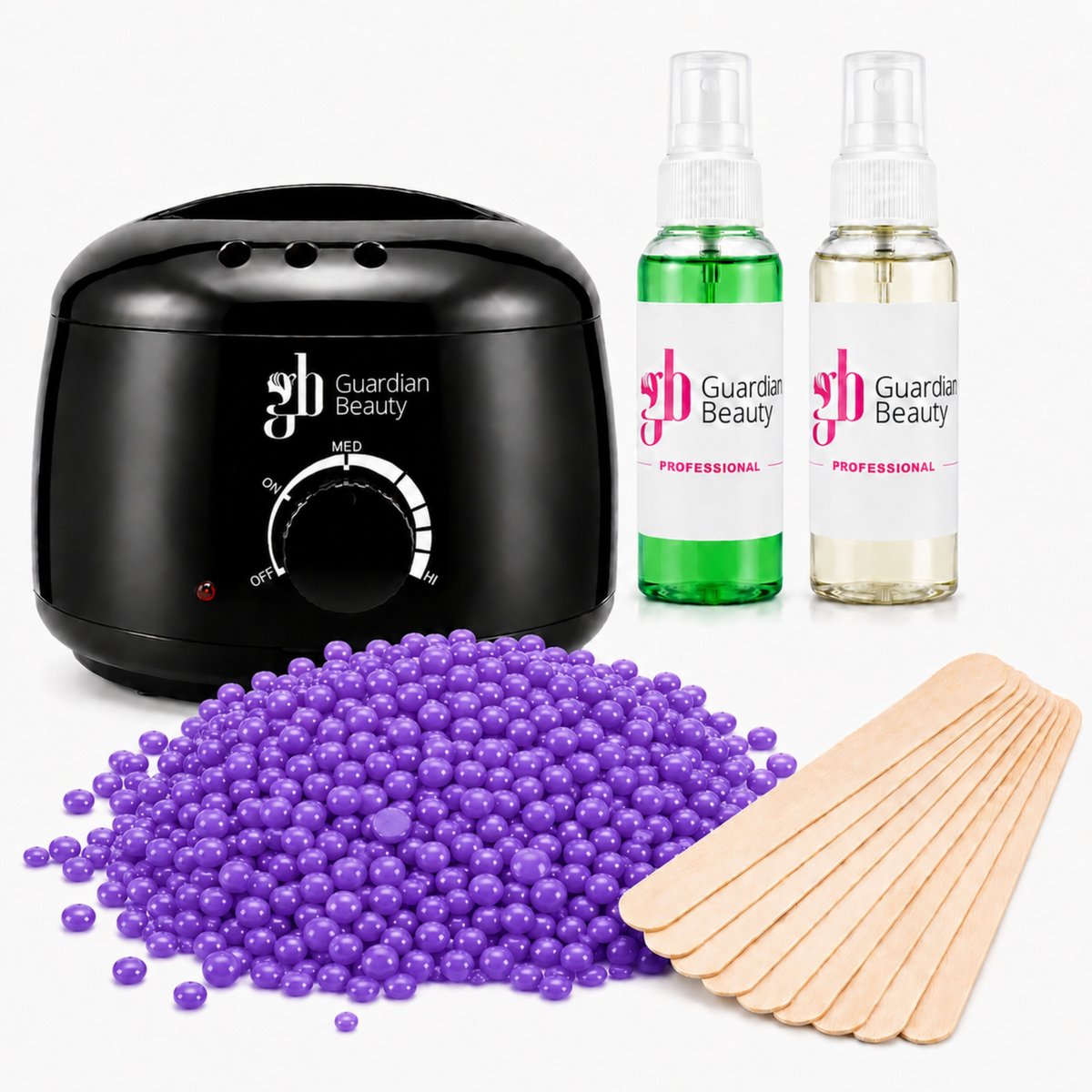 Guardian Beauty Wax Warmer SET - Ontharingset - Zwart - 500g Lavendel Harde Wasbonen - 60ml Pre en Na Wax Spray + 20 stuks Spatels
