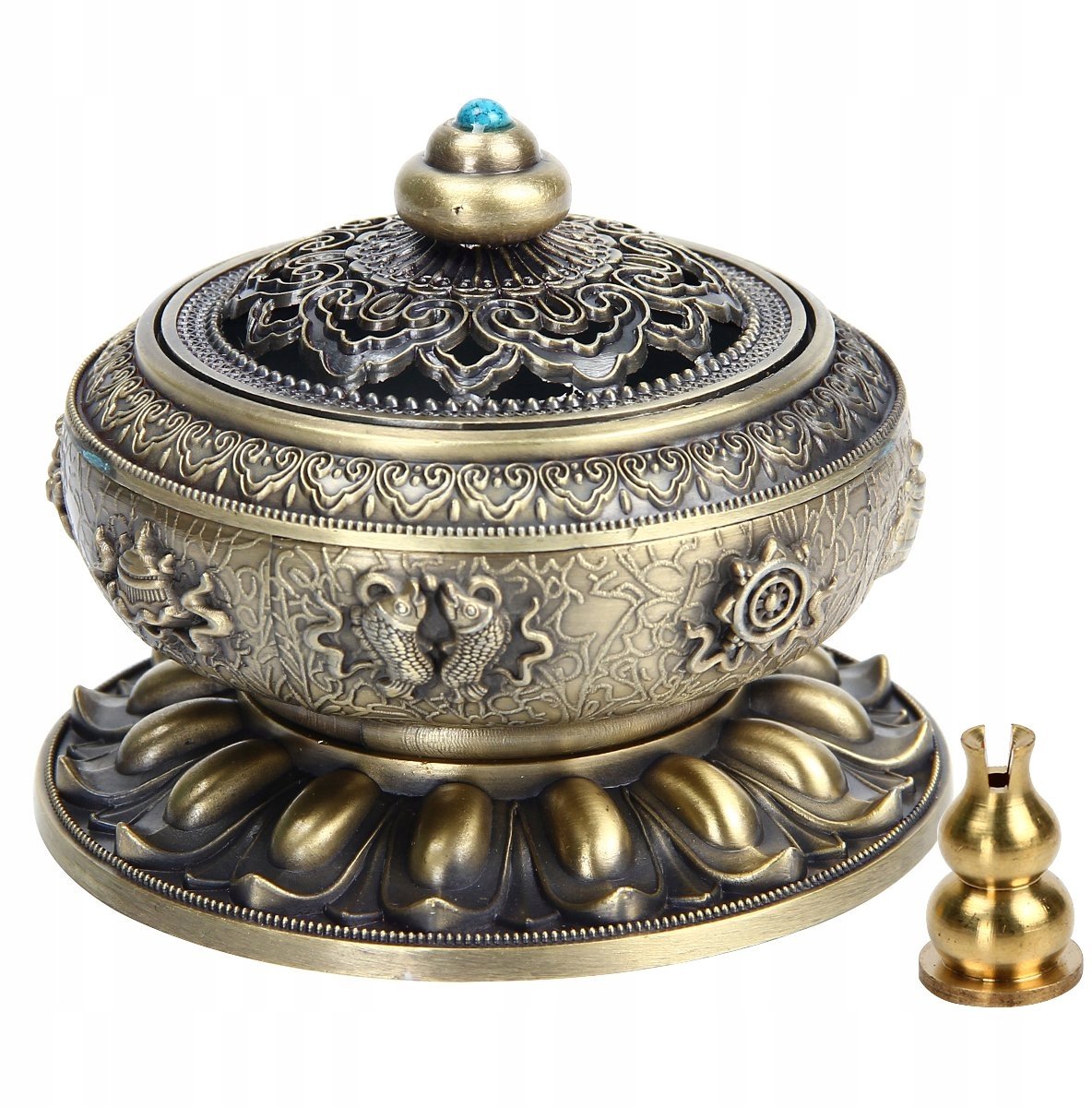 Tibetaanse wierookhouder, lotus-ontwerp, koperlegering, decoratief