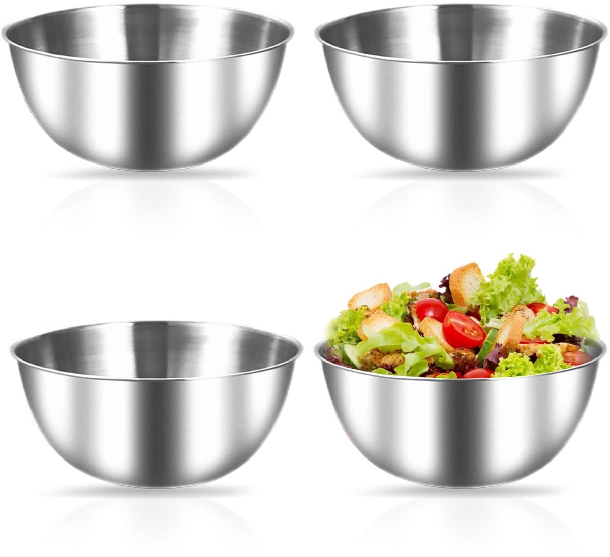Dailygoods- Kommenset 4-delig - Roestvrijstalen Kommen - Stapelbare Kom - Maatbeker - Modern Design - 17 cm - Mengkom