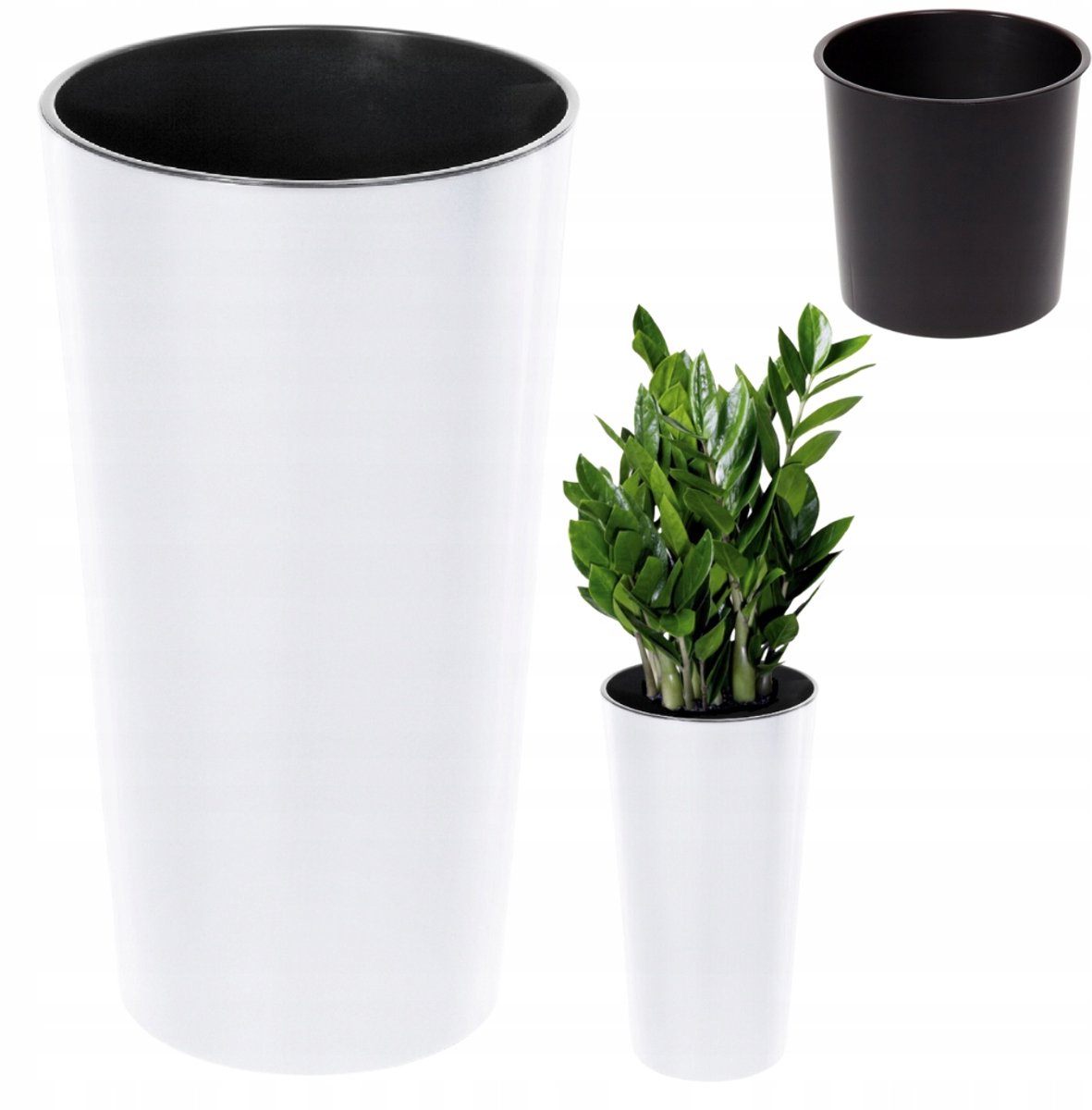 Lamela Lilia Pot 14x26cm Wit Hoogglans met Inzetstuk