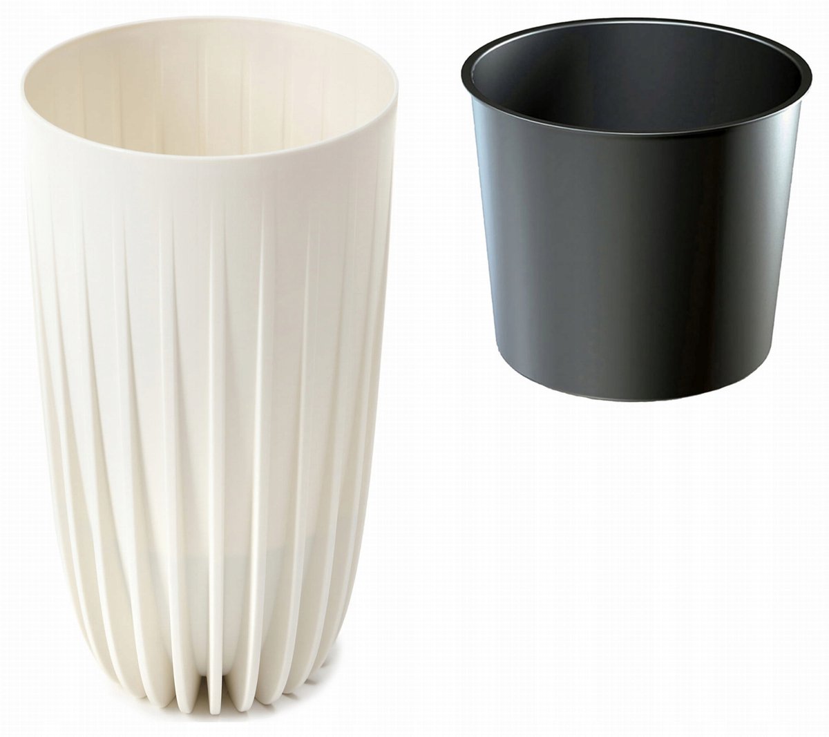 Lamela MIRA Hoge Eco Pot 42cm Ø25cm Crème Gerecycled Kunststof