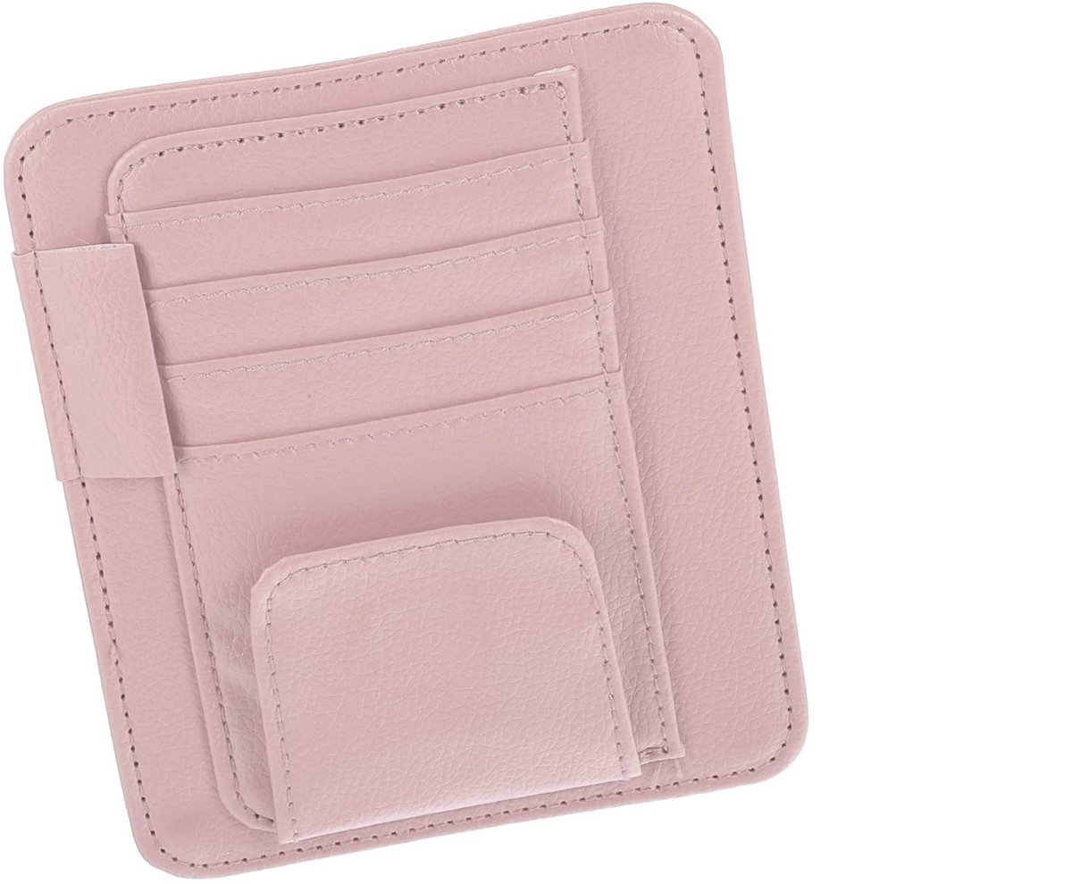 Dailygoods- Zonnevizier Organizer - PU-leer - Multifunctioneel - Brilhouder - Kaart-/Tickethouder - Eenvoudig te reinigen - 12,5 x 15 cm - Auto Organizer