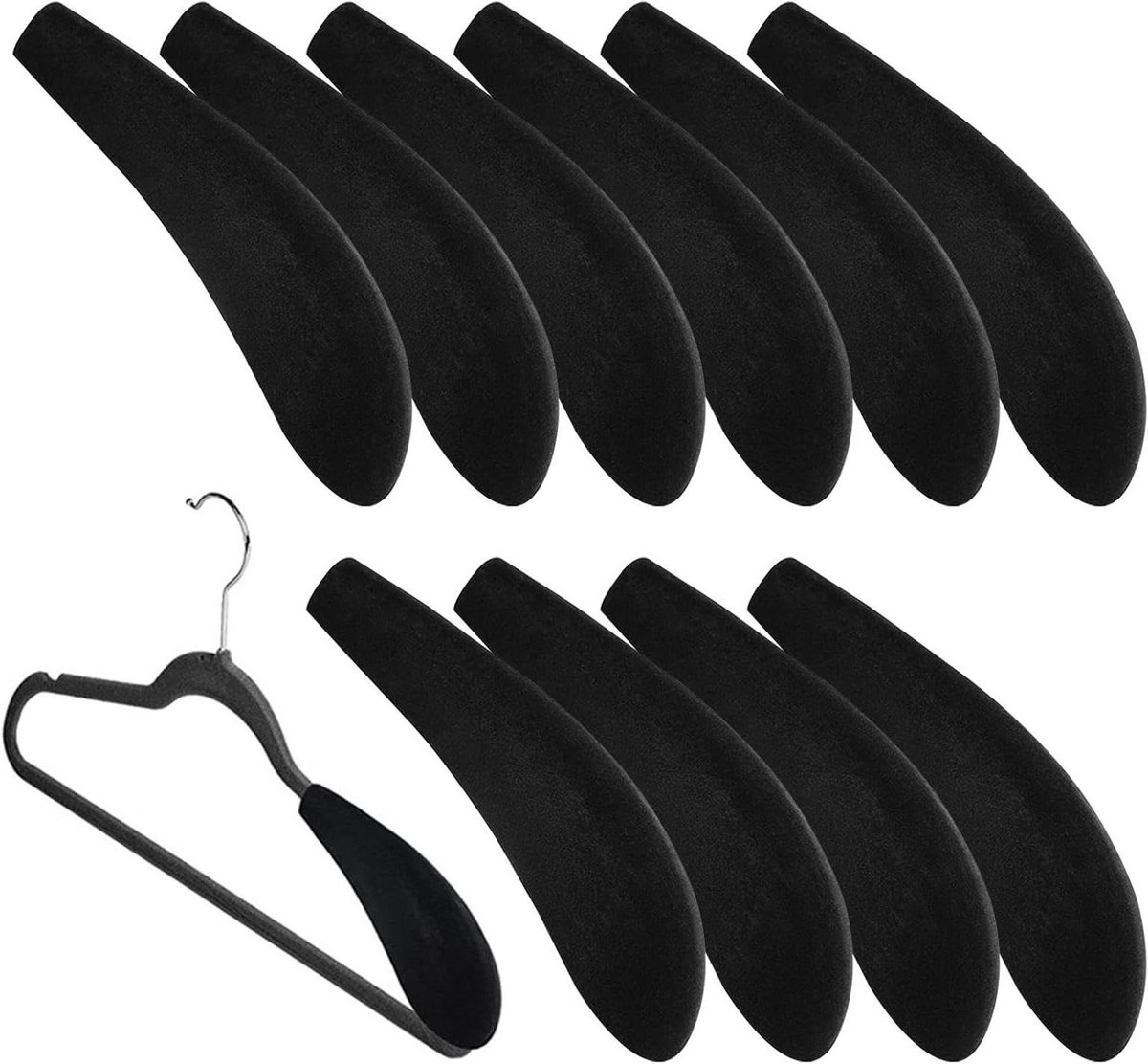 Schouder schuim hanger - Brede pads - Kleding beschermen - Maximale grip - 10 stuks - Zwart