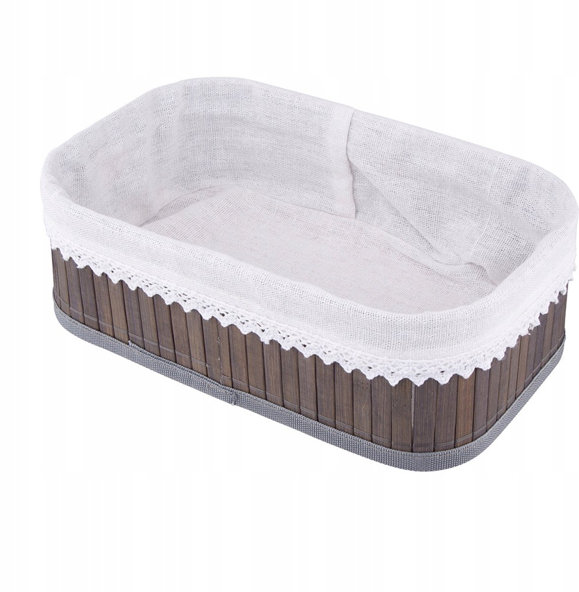 Bamboe mand met kanten voering 25x15x8 cm