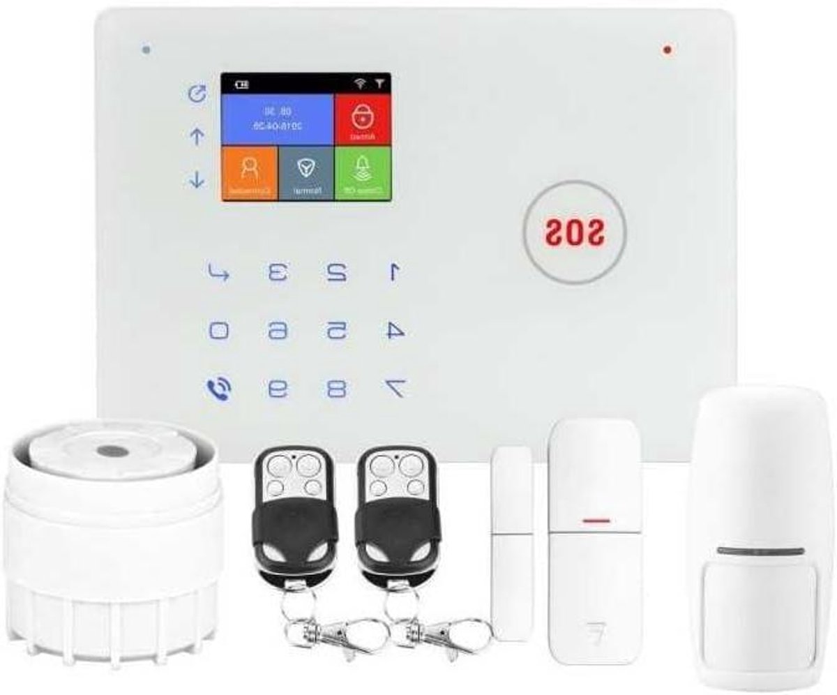 Draadloos Huisalarm - Beveiligingssysteem - Huis Beveiligen - Wifi en GSM - 14.5 x 9.5 x 21 cm - Wit