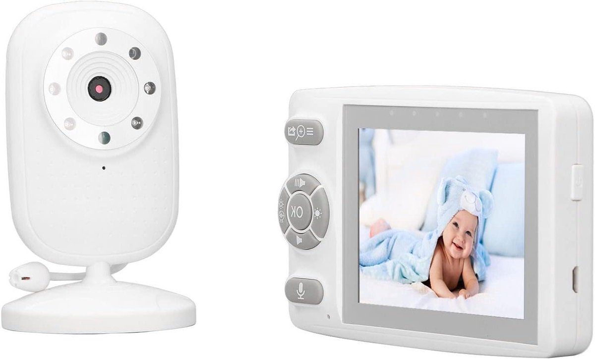 Babyfoon met Camera - Video Baby Monitor - Kind Bewaken - Ingebouwde Batterij - 3.5 Inch Scherm - Wit