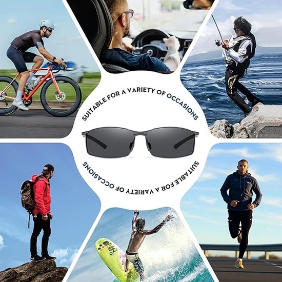 Zonnebril - Piloten Zonnebril - Reissportbrillen - Gepolariseerd - Unisex - met Opbergdoos - Zwart — afbeelding 4