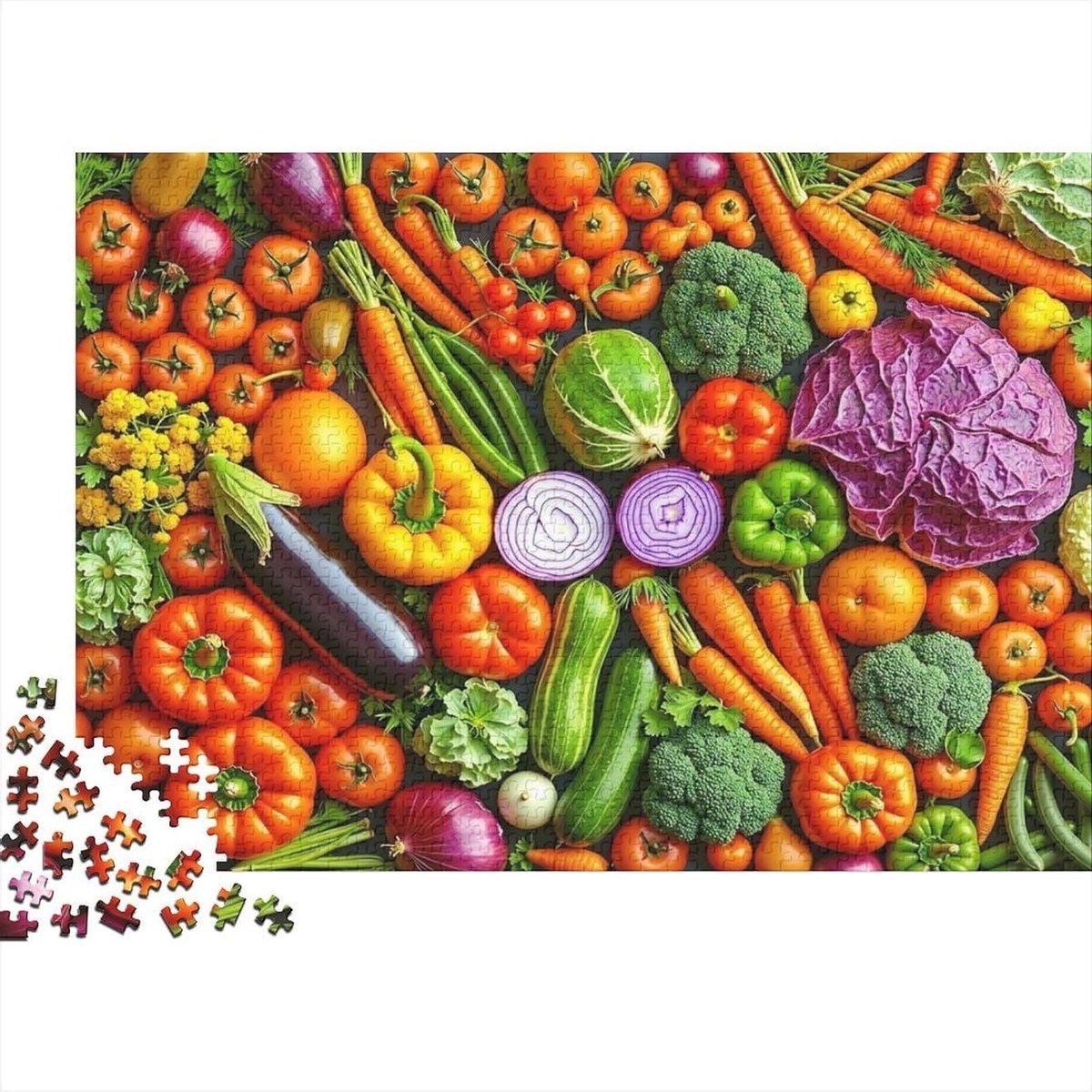 Puzzel 1000 stukjes - Educatief spel - Ontspanning thuis - Gerecycled materiaal - 38 x 26 cm - Groente medley