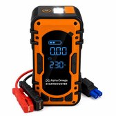 Alpha Omega Startbooster & Bandenpomp 12V – Accustarter Auto – Compressor met Digitaal Display – Powerbank – LED Zaklamp & SOS Licht – Inclusief Opberghoes