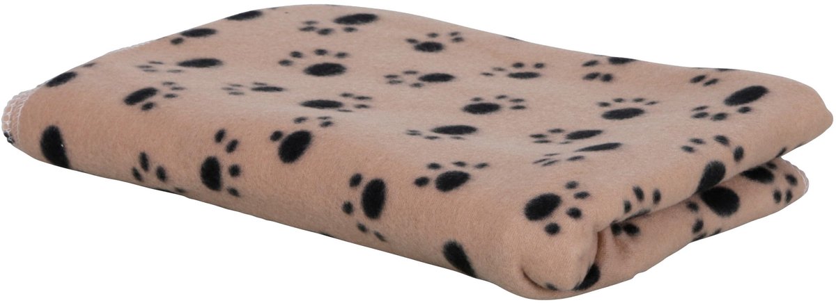 Hondendeken met Pootpatroon - Zachte Fleece Deken voor Mand, Bank en Bed - Beige - 140 x 100 cm