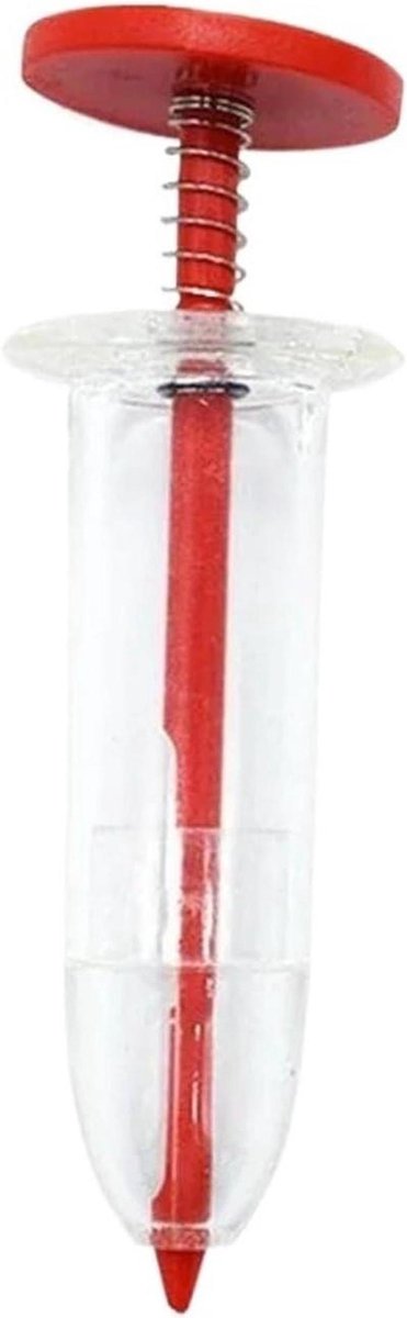 Mini Zaaizaad Dispenser - Handmatige Zaadstrooier - Nauwkeurig Zaden Planten - Verstelbare Zaadstroom - 100 Gram - Rood