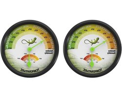 Reptiel Thermometer Hygrometer - Klimaat Meter - Terrarium Klimaat - Mechanisch Dial Display - 2 Stuks - Zwart