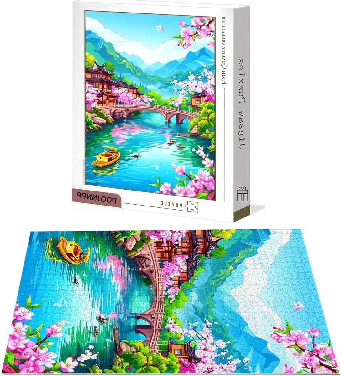 Houten Puzzel - Landschap Puzzel - Ontspanning Thuis - Genummerde Achterkant - 5000 Stukjes - Multicolor