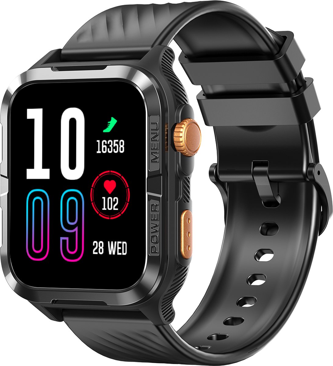 Blackview W10 Pro Smartwatch Heren - Sporthorloge Dames & Heren - Sporthorloge Dames & Heren - Stappenteller Horloge - Hartslagmeter - Slaapmonitor - Saturatiemeter – Belfunctie - Compatibel met Android iOS - Zwart