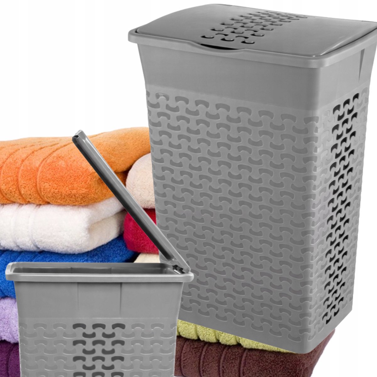 BRANQ Cotton 55L Wasmand - Stijlvol & Ventilerend - Jasgrijs