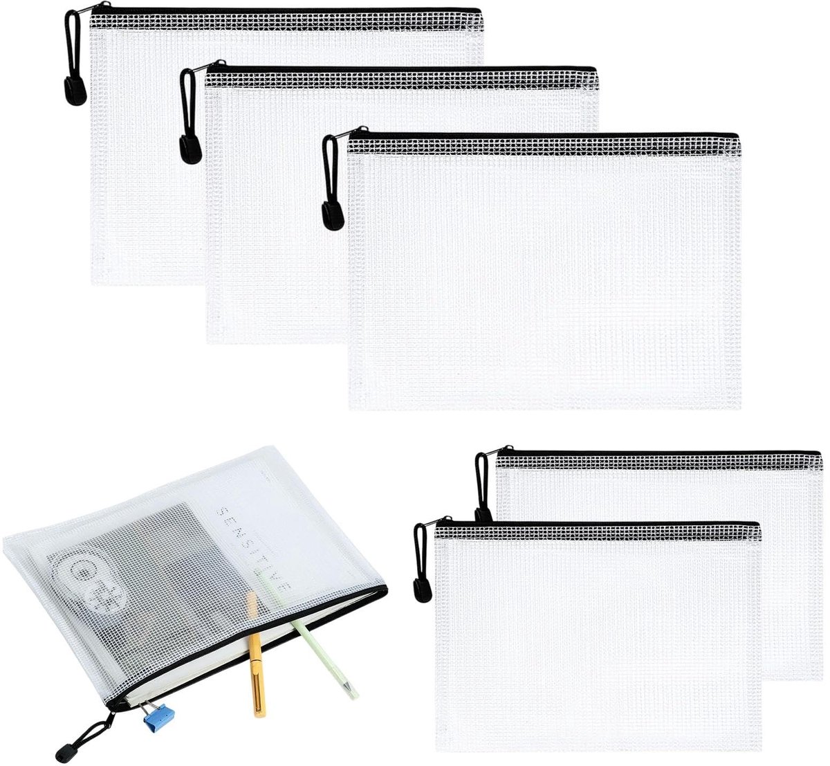 Dailygoods- Documententas A5 - Waterdichte Documentenmap - Documentenhouder - Document Organizer - Set van 5 - Duurzaam en Praktisch