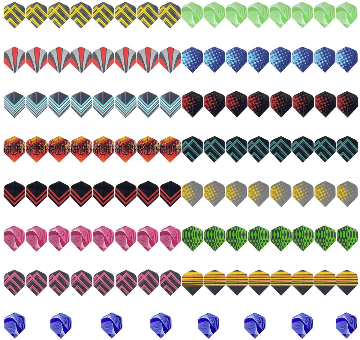 BRENZOOS- Dart Flights 120 Stuks - Vervangende Vleugels - Geschikt voor Stalen en Zachte Pijlen - Duurzaam PET Materiaal - Herbruikbaar - Moderne Ontwerpen - Dartvleugels