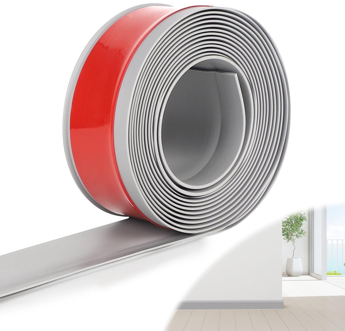 BRENZOOS- Plinten 5 cm x 5 m - PVC Sealing Strip - Zelfklevende Plinten - Waterdicht - Flexibel - Schokbestendig - Vloerstrip