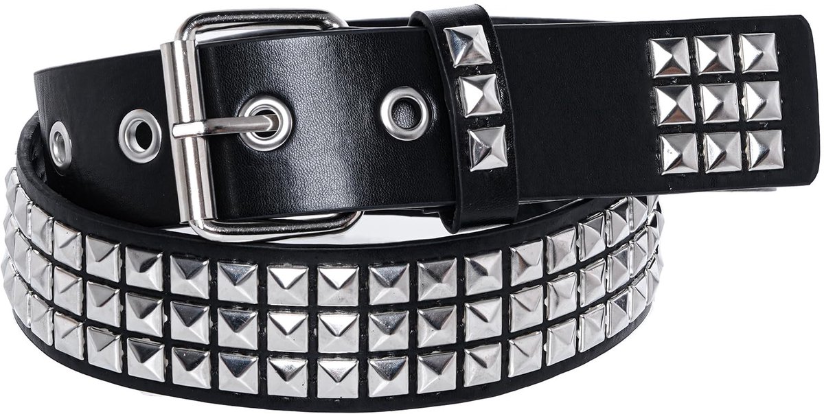 BRENZOOS- Punkriem met Klinknagels - Kunstleer - 110 cm Lengte - 3,8 cm Breedte - Geschikt voor Cosplay/Rock-Outfits - Duurzaam en Slijtvast - Klinknagelriem