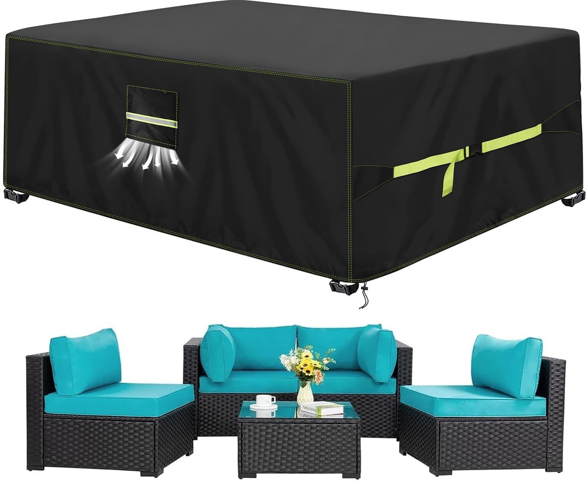 JHUBERS- Tuinmeubelhoes 270x180x89 cm - Waterdicht - Winterbestendig - Ventilatievenster - Robuust 420D Oxford - Bescherming tegen weer en vuil - Afdekzeil