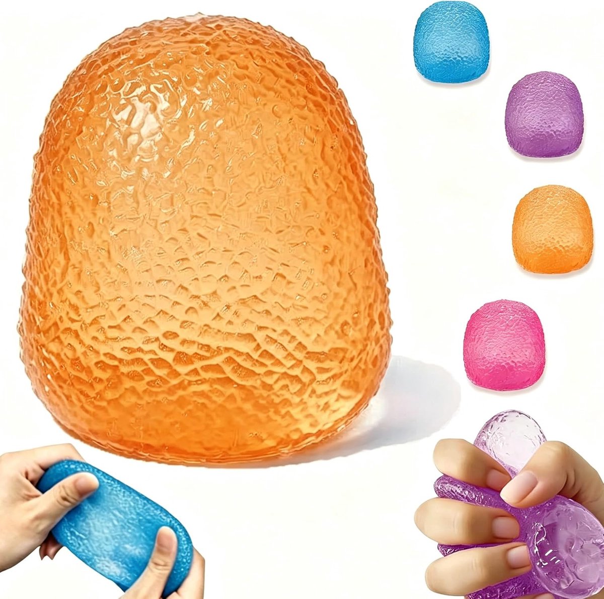 Oneay Squishy Stressbal – Zachte Snoepvormige Siliconen Knijpbal, Anti Stress Speelgoed, Sensorisch Speelgoed voor Kinderen en Volwassenen - Oranje