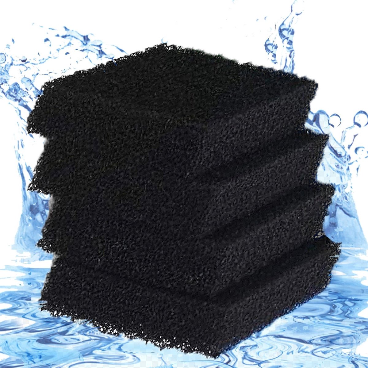 Dailygoods- Koolspons 4 Stuks - Filterspons Aquarium - Filterschuim - Actieve Koolspons - Mechanische/biologische Filtering - Afmetingen 95x95x25 mm