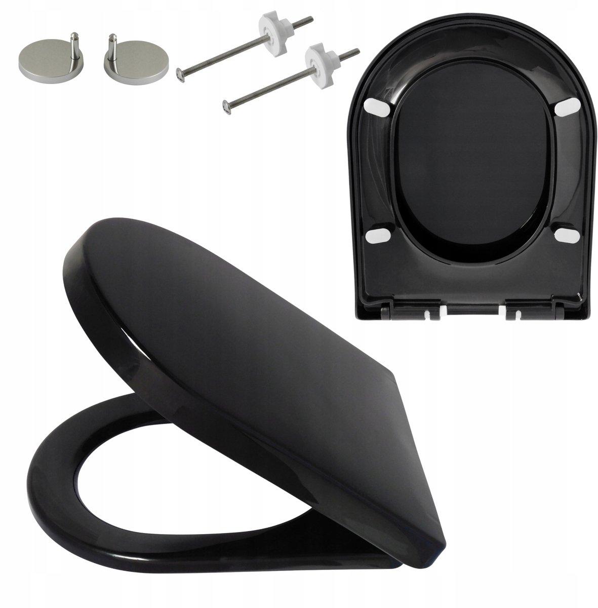 Estiva WC-glas Zwart Soft-close, Universeel Verstelbaar, Snelmontage