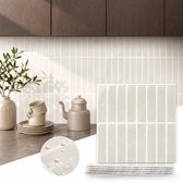 Plaktegels Zelfklevend - Set van 10 - 3D Tegelstickers 30 x 30 cm - Waterdichte PVC Decoratieve Stickers - Wandtegelstickers - Muurstickers - Marmerlook - Wit Beige - Voor Keuken & Badkamer - SOLLBRY®