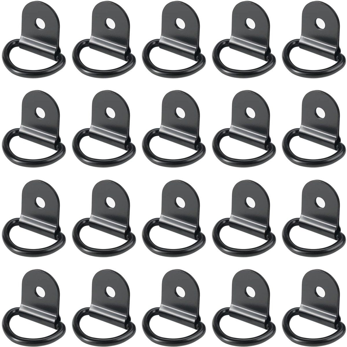 Dailygoods- Sjorringen 20 stuks - Roestvrij Staal D-bevestigingsring - Vrachtwagen/Boot Touw - Hoog Draagvermogen 100 kg - Zwart - Duurzaam en Corrosiebestendig