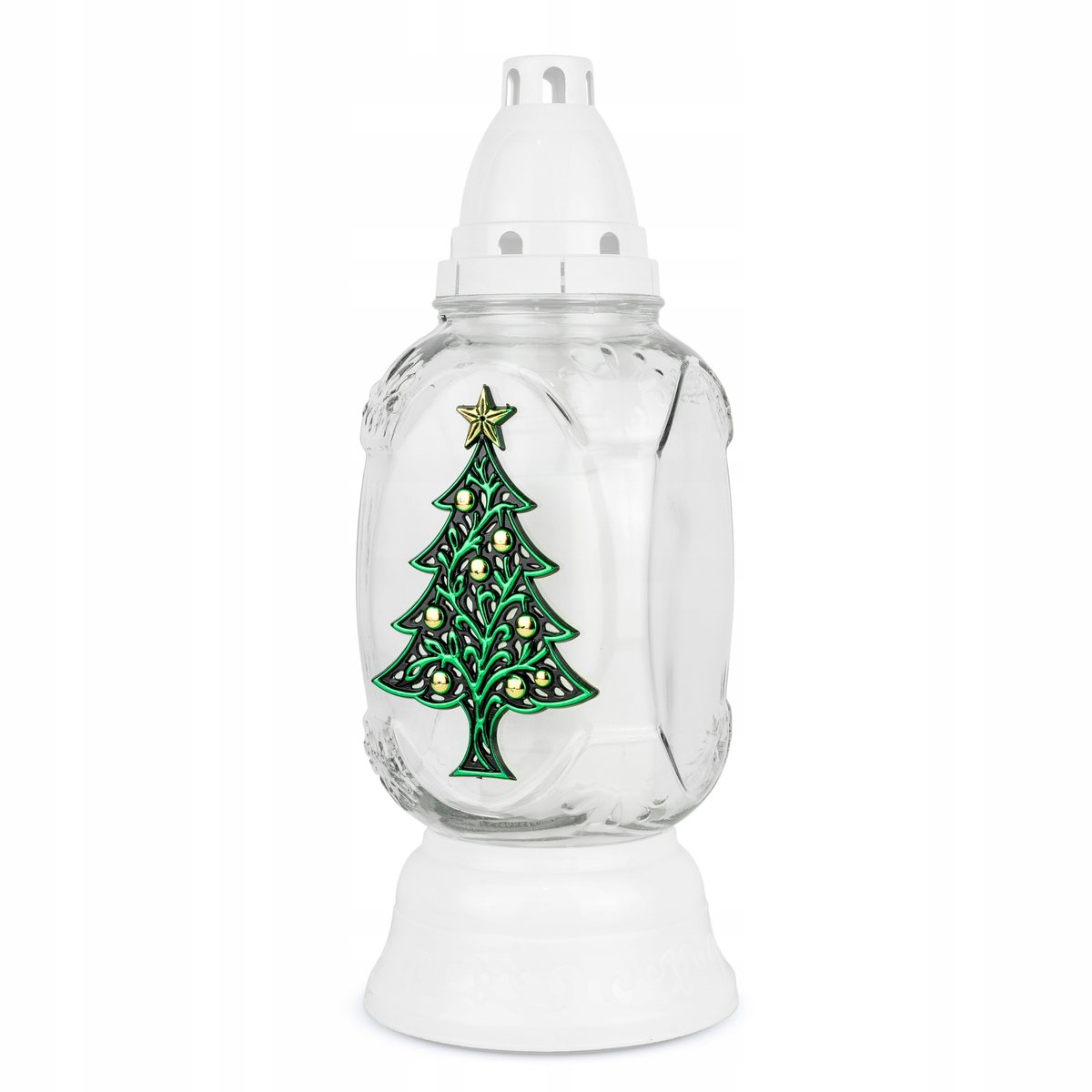 Kerstboom Znicz Szklany 31 cm Wit met Kaars - Decoratie voor Kerst