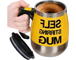 Elektrische roermok - Zelfmengende beker - Dranken mengen - Automatische roerfunctie - 14 cm hoog - Geel