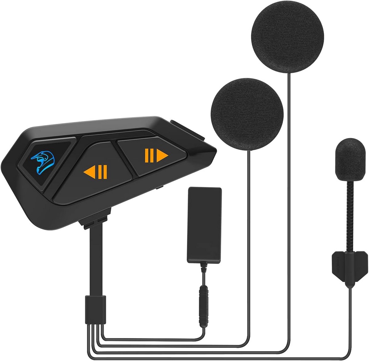 Motorhelm Communicatie - Intercom Systeem - Groepsgesprekken Rijden - Bluetooth 5.0 Verbinding - 1200 Meter Bereik - Zwart