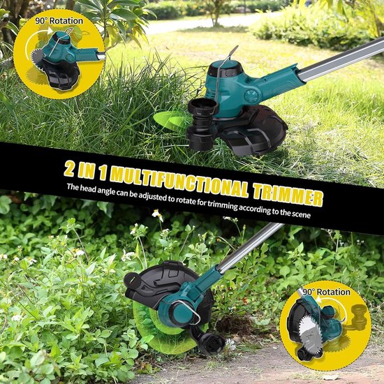 Accu Grastrimmer - Onkruidborstel - Gazon Onderhoud - 5-in-1 Multifunctioneel - 2 Accu's 4.0Ah - Zwart — afbeelding 3