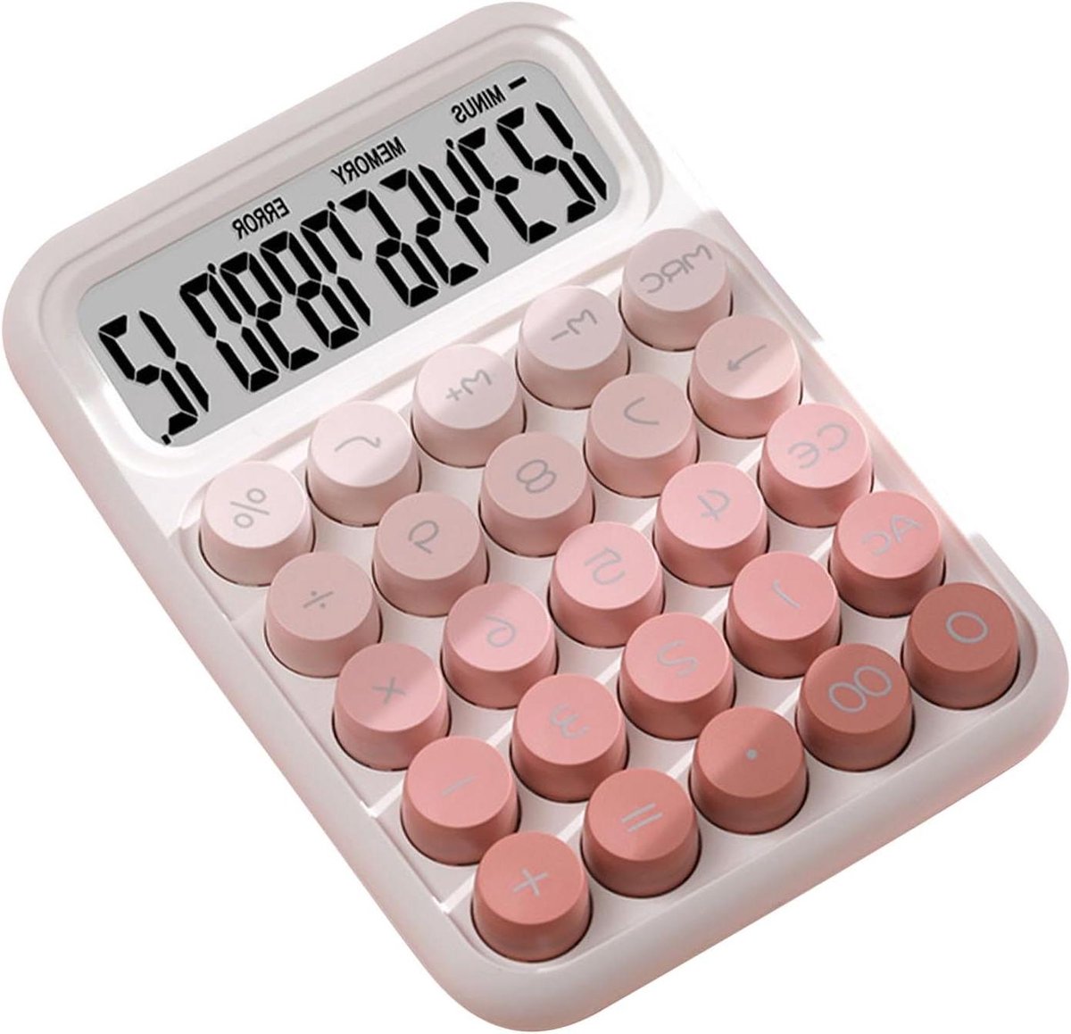 Rekenmachine - Bureaucalculator - Dagelijkse Berekeningen - Grote Knoppen - 12 Cijfers - Roze Blauwgroen