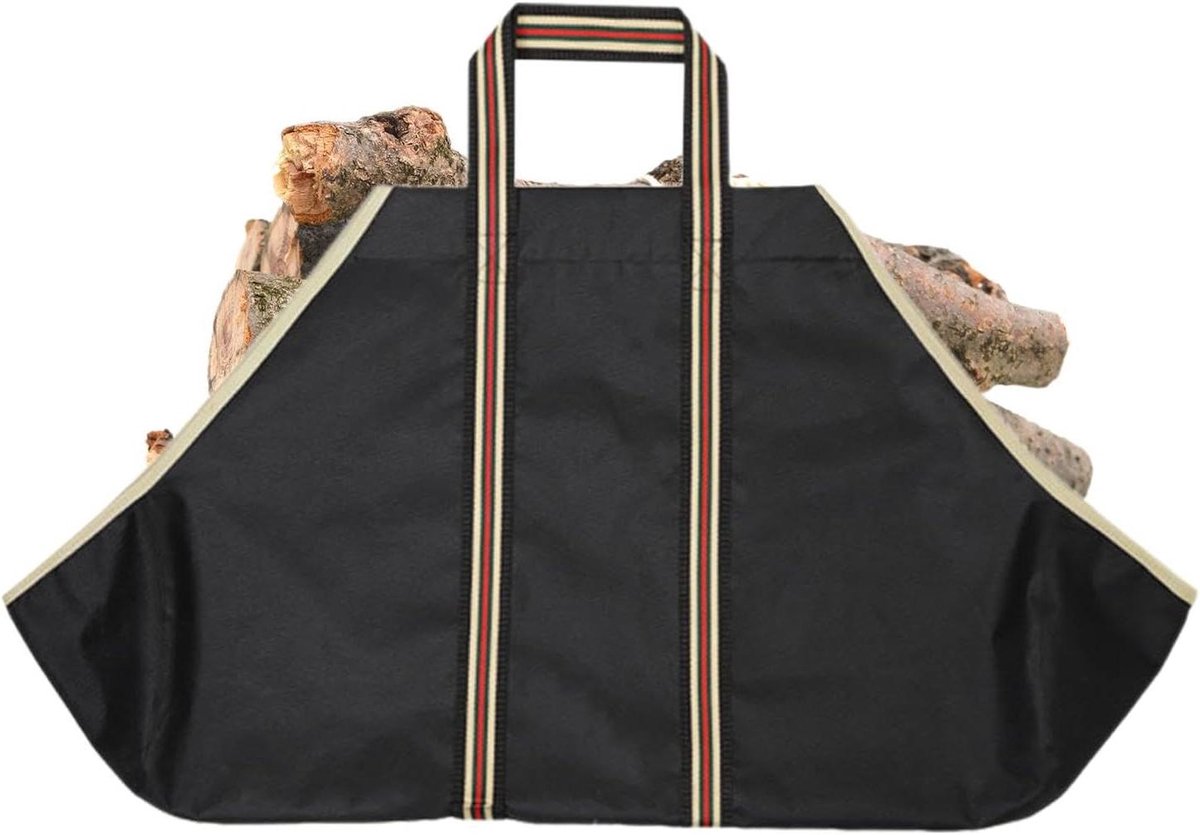 Hout Tas - Houthouder Binnen - Haard Hout Opslag - Waterdicht PVC Materiaal - 72 x 45 cm - Zwart/Bruin