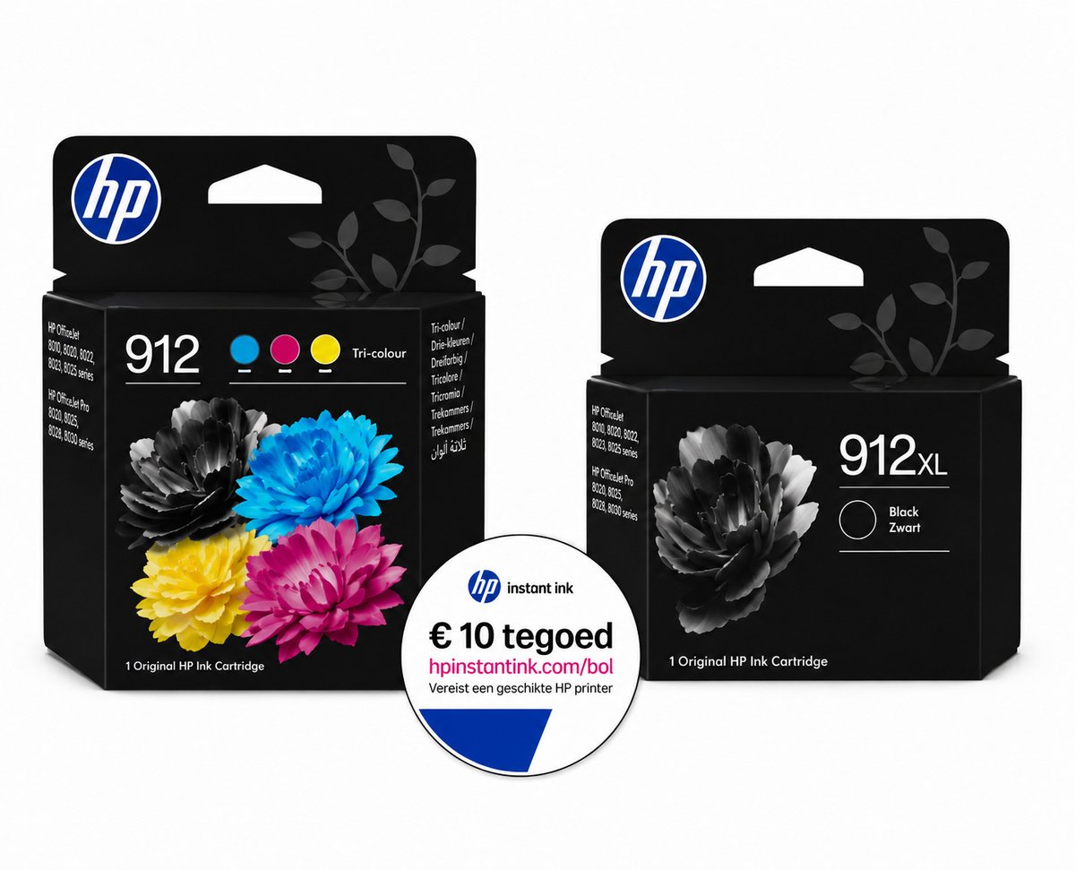 HP 912 & HP 912XL - Inktcartridge - Origineel - Kleur en Zwart XL + Instant Ink tegoed